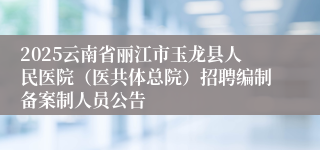 2025云南省丽江市玉龙县人民医院（医共体总院）招聘编制备案制人员公告