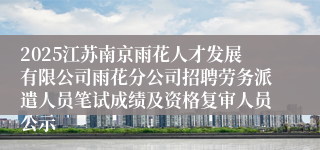 2025江苏南京雨花人才发展有限公司雨花分公司招聘劳务派遣人员笔试成绩及资格复审人员公示