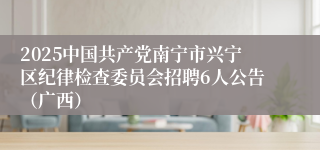 2025中国共产党南宁市兴宁区纪律检查委员会招聘6人公告（广西）