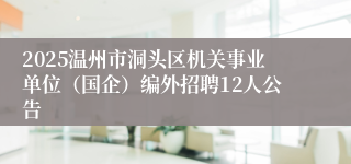 2025温州市洞头区机关事业单位（国企）编外招聘12人公告