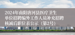 2024年南阳唐河县医疗卫生单位招聘编外工作人员补充招聘核减后职位表公示（第2号）