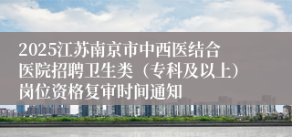 2025江苏南京市中西医结合医院招聘卫生类（专科及以上）岗位资格复审时间通知