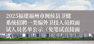 2025福建福州市闽侯县卫健系统招聘一类编外卫技人员拟面试人员名单公示（免笔试直接面试）