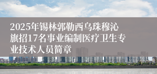 2025年锡林郭勒西乌珠穆沁旗招17名事业编制医疗卫生专业技术人员简章