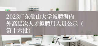 2023广东佛山大学诚聘海内外高层次人才拟聘用人员公示（第十六批）