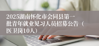 2025湖南怀化市会同县第一批青年就业见习人员招募公告（医卫岗10人）