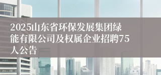 2025山东省环保发展集团绿能有限公司及权属企业招聘75人公告