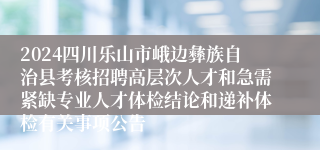 2024四川乐山市峨边彝族自治县考核招聘高层次人才和急需紧缺专业人才体检结论和递补体检有关事项公告