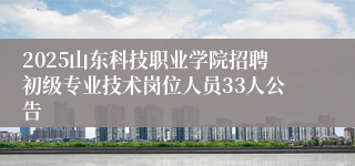 2025山东科技职业学院招聘初级专业技术岗位人员33人公告