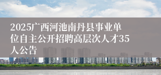 2025广西河池南丹县事业单位自主公开招聘高层次人才35人公告