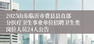 2025山东临沂市费县县直部分医疗卫生事业单位招聘卫生类岗位人员24人公告