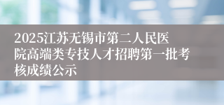 2025江苏无锡市第二人民医院高端类专技人才招聘第一批考核成绩公示