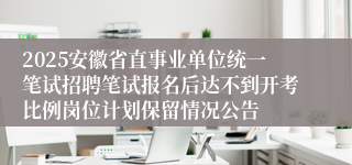 2025安徽省直事业单位统一笔试招聘笔试报名后达不到开考比例岗位计划保留情况公告