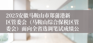 2025安徽马鞍山市郑蒲港新区管委会（马鞍山综合保税区管委会）面向全省选调笔试成绩公告