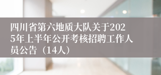 四川省第六地质大队关于2025年上半年公开考核招聘工作人员公告（14人）