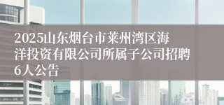 2025山东烟台市莱州湾区海洋投资有限公司所属子公司招聘6人公告