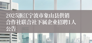 2025浙江宁波市象山县供销合作社联合社下属企业招聘1人公告