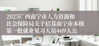 2025广西南宁市人力资源和社会保障局关于招募南宁市本级第一批就业见习人员469人公告