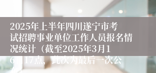 2025年上半年四川遂宁市考试招聘事业单位工作人员报名情况统计（截至2025年3月16日17点，此次为最后一次公布）