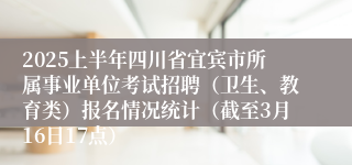 2025上半年四川省宜宾市所属事业单位考试招聘（卫生、教育类）报名情况统计（截至3月16日17点）