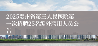 2025贵州省第三人民医院第一次招聘25名编外聘用人员公告