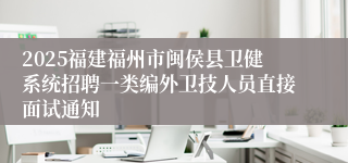 2025福建福州市闽侯县卫健系统招聘一类编外卫技人员直接面试通知