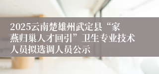 2025云南楚雄州武定县“家燕归巢人才回引”卫生专业技术人员拟选调人员公示