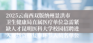 2025云南西双版纳州景洪市卫生健康局直属医疗单位急需紧缺人才昆明医科大学校园招聘进入现场资格复审环节人员名单公告