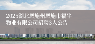 2025湖北恩施州恩施市福牛物业有限公司招聘3人公告