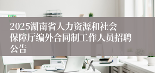 2025湖南省人力资源和社会保障厅编外合同制工作人员招聘公告