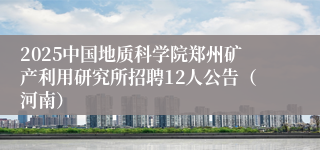 2025中国地质科学院郑州矿产利用研究所招聘12人公告（河南）