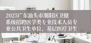 2025广东汕头市潮阳区卫健系统招聘医学类专业技术人员专业公共卫生单位、基层医疗卫生机构岗位笔试成绩公告