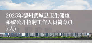 2025年德州武城县卫生健康系统公开招聘工作人员简章(17人)