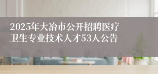 2025年大冶市公开招聘医疗卫生专业技术人才53人公告