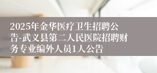 2025年金华医疗卫生招聘公告-武义县第二人民医院招聘财务专业编外人员1人公告