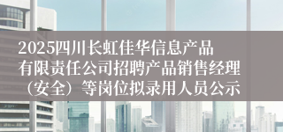 2025四川长虹佳华信息产品有限责任公司招聘产品销售经理（安全）等岗位拟录用人员公示