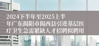 2024下半年至2025上半年广东揭阳市揭西县引进基层医疗卫生急需紧缺人才招聘拟聘用人员（第一批）公示