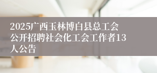 2025广西玉林博白县总工会公开招聘社会化工会工作者13人公告