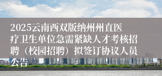 2025云南西双版纳州州直医疗卫生单位急需紧缺人才考核招聘（校园招聘）拟签订协议人员公告