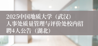 2025中国地质大学（武汉）人事处质量管理与评价处校内招聘4人公告（湖北）