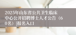 2025年山东省公共卫生临床中心公开招聘博士人才公告（60名）|报名入口