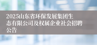 2025山东省环保发展集团生态有限公司及权属企业社会招聘公告