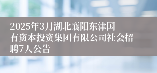 2025年3月湖北襄阳东津国有资本投资集团有限公司社会招聘7人公告