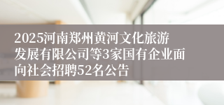 2025河南郑州黄河文化旅游发展有限公司等3家国有企业面向社会招聘52名公告