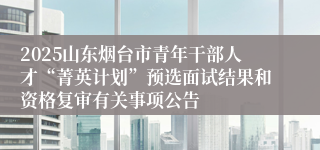 2025山东烟台市青年干部人才“菁英计划”预选面试结果和资格复审有关事项公告