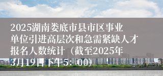 2025湖南娄底市县市区事业单位引进高层次和急需紧缺人才报名人数统计（截至2025年3月19日下午5：00）