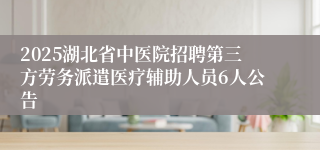 2025湖北省中医院招聘第三方劳务派遣医疗辅助人员6人公告