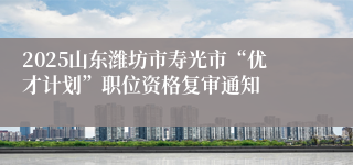 2025山东潍坊市寿光市“优才计划”职位资格复审通知