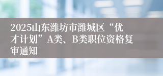 2025山东潍坊市潍城区“优才计划”A类、B类职位资格复审通知