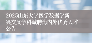 2025山东大学医学数据学新兴交叉学科诚聘海内外优秀人才公告